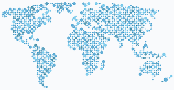 stylized world map made of small dots